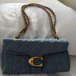 Coach tabby 26 denim Shoulder Bag with Gold Chain